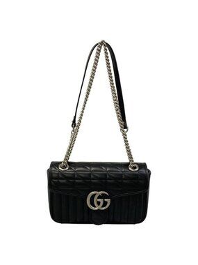 Gucci Shoulder Bag GG Marmont Quilted Small Bag Black Chain Leather